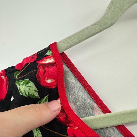 Novelty Print Vintage Cherry Print Pin Up Dress Cotton Blend Size Medium - Picture 4 of 9